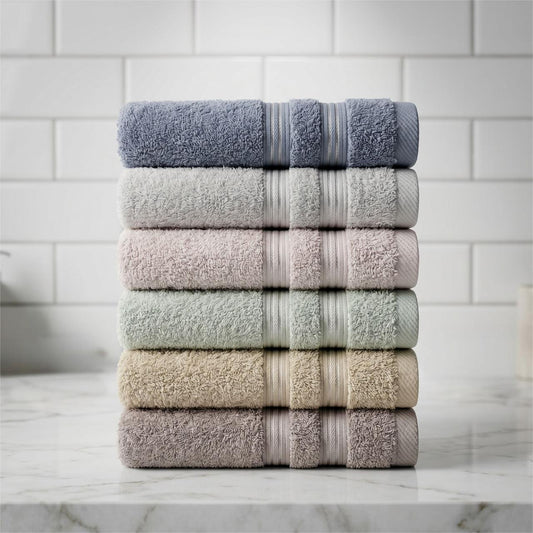 Striped Border Hand Towels Bundle (6 pcs)