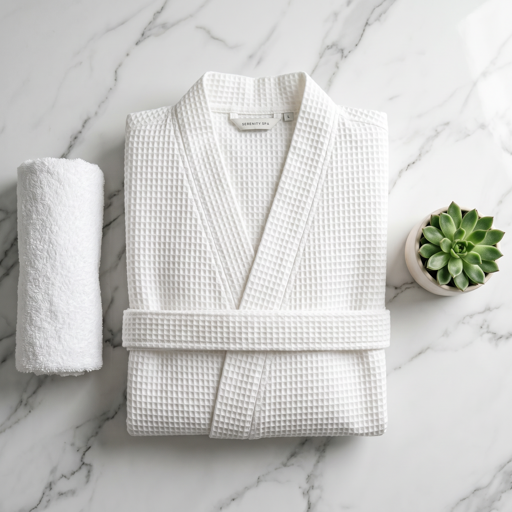 Unisex White Hotel Bathrobe